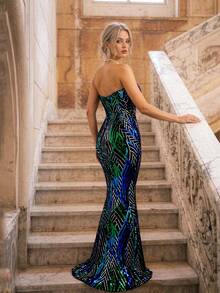 Romagic Women's Strapless Sequin Fitted Sexy Maxi Dress - Multicolor - View 4