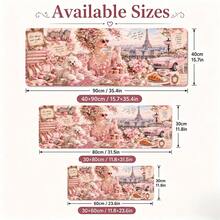 1pc Rococo Paris Lady Mouse Pad, Pink French Cafe, Eiffel Tower, Macaron And Floral Pattern Extended Desk Mat For Home Office And Gaming, Sizes S/M/L/XL - View 5