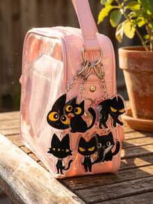 6Pcs Animal Hospital Acrylic Keychains, Q-Version Cartoon Black Cat In Suit And Holding Knife Other Unique Patterns, Car Key Pendant, Ita Bag Accessory, Daily Decoration, Halloween Gift, Birthday Gift, Christmas Gift, Party Favor, Graduation Gift, Back To School, Exquisite Collection, All Season - Multicolor - View 2