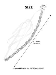 1pc Women's Elegant Rhinestone Bridal Sash Crystal Ribbon Tie Waist Belt For Wedding Prom Dress - Multicolor - View 7