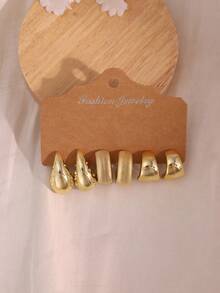 CCB Gold-Tone Hoop Earrings Set, Lightweight Chunky Circle Studs, Perfect Gift Choice - Gold - View 8
