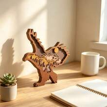 Cross-Border New Product Wooden Pine Pheasant Desktop Ornament Mountain Forest Landscape Wood Carving Decoration - A - View 1