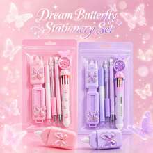 Pink-Purple Gradient Butterfly Decoration Stationery Six Pieces Set, Writing Correction And Marking One-Stop Student Back-To-School Stationery Gift - Multiple Styles - View 11