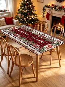 1pc Christmas Element Elastic Band With Elastic Edge, Rectangular Design, Anti-Slip Elastic, Suitable For Dining Table, Folding Table, Kitchen, Party, Picnic, Camping And Home Decor. - Multicolor - View 4