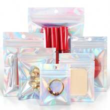 20Pcs Radium Color Dazzle Colorful Self-Sealing Storage Bags, Multi-Purpose Sealable Packaging Bags For Party Gift Wrapping, Jewelry Storage And Other Storage - Versatile, Reusable, Sealable, Fantasy Color - Light Grey - View 4