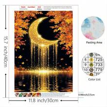 Adult Diamond Art Painting Kit, Golden Crescent Moon Full Drill Diamond Painting, DIY Handmade Set (Unframed, Multiple Sizes) - round diamond - View 6