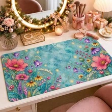 1pc Teal Watercolor Wildflower Mouse Pad, Colorful Meadow Flowers And Soft Botanical Pattern Extended Desk Mat For Home Office And Gaming, Sizes S/M/L/XL - View 10