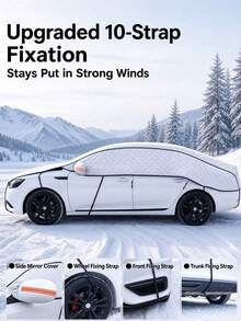 Thickened Car Windshield Snow Cover, Full Upper‑Body Coverage, All‑Weather Windproof Frost Protection, Save Morning Scraping Time, Dedicated Storage Bag Included, Black & Silver, For Large SUVs, Car Accessories, Windshield Sun Shade, Car Snow Cover - Multiple Styles - View 1