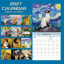 Kalender 2027: 12 Bulan Dua Sisi (Halaman) Kertas Tebal, 21,08x21,08cm Kalender Gantung Dinding Bertema Kucing Menjerit | Desain Warna Cerah, Cocok Untuk Perencanaan Pribadi Dan Dekorasi Kantor Dan Rumah yang Menyenangkan - Berbagai gaya - View 5
