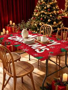 1pc Christmas Element Elastic Band With Elastic Edge, Rectangular Design, Anti-Slip Elastic, Suitable For Dining Table, Folding Table, Kitchen, Party, Picnic, Camping And Home Decor. - Multicolor - View 2
