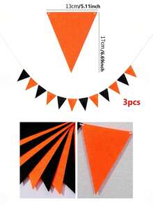 36pcs Black & Orange Triangle Fabric Bunting Flags, Suitable For Weddings, Theme Parties And Indoor/Outdoor Halloween Home Decor - Multicolor - View 14
