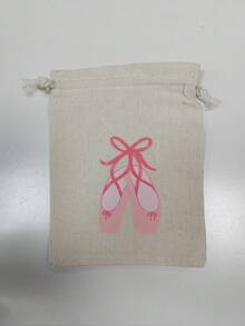 Ballet Dance Drawstring Bag, Linen Ballet Shoe Print Storage Pouch For Dance Class, Training, Pointe Shoes, Hair Accessories & Small Essentials - Multicolor - View 9