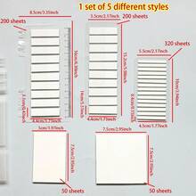 5-Piece White Style Combination Set Square-Shaped Index Labels PET Semi-Transparent Sticky Notes Multi-Color Series Marker Tabs Student Textbook Record Stickers Reading Notebook Memo Tabs School Supplies Back To School Supplies Ultra-Thin Index Tabs - one-size - View 10