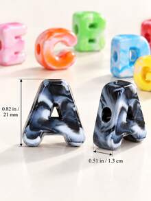 Marble Big Letter Bead For Jewelry Making, Asymmetrical Shaped Loose Beads For Phone Chain, Bag Decoration, DIY Handicrafts Gifts Alphabet Beads - Charm - View 2