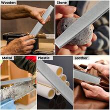 3pcs Manual Metal File Set: Includes Flat File, Half-Round File And Triangular File, Made Of Carbon Steel, Equipped With Non-Slip Ergonomic Rubber Handle, Suitable For Metal And Wood Polishing And Grinding Heavy-Duty Handheld File Tool - File - View 7