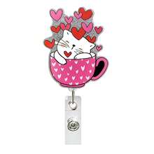 1pc Valentine's Day Acrylic Cute Panda Retractable Badge Reel Gift Rotating Badge Clip - Multicolor - View 14