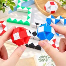 12/24/36pcs Christmas Theme Twist Puzzle Ruler, Flexible Magic Snake Fidget Toy, Multiple Shapes Bendable Puzzle, Stress Relief Hand Game, Holiday Party Favor, Christmas Stocking Filler, Random Color - Multicolor - View 5