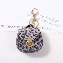 1Pc Leopard Print Mini Bag Charm, Faux Leather Pouch Keychain, Stylish Bag Accessory For Women, Birthday Thanksgiving Christmas Gift - Multicolor - View 12