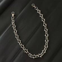 1pc Men's Metal Fashion Youthful Pants Chain, Thorn Waist Chain, Lobster Clasp Pendant, Wallet Chain, Retro Chain, Double Layer Chain, Hip Hop Punk, Jeans Chain, Pocket Chain, Key Chain, Multi-Element Pants Chain - Silver 1 - View 9