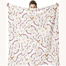 1 buah Selimut Flanel Motif Tongkat Baseball Digital - Gaya Modern, Bahan Rajutan Poliester Lembut, Nyaman untuk Semua Musim, Serbaguna, Cocok untuk Sofa, Tempat Tidur, Perjalanan, Berkemah, Kursi, Selimut Hadiah - MultiWarna - View 7