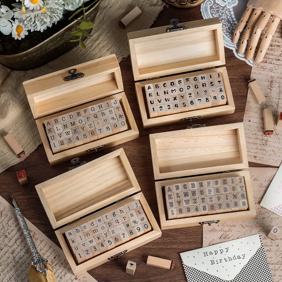 DIY Diary And Planner Decoration Stamp Set, Includes 40 Classic Wooden ...
