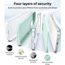 原創矽膠手機殼，相容 iPhone 13 14 15，[軍規級防震保護] 矽膠手機殼，柔軟防刮微纖維內裡，相容 iPhone 16 Pro Max 17 Pro Max 18 Pro Max XS Max XR 7 8 Plus SE2022 6s 6s Plus 12 Mini 11 - 寶石綠 - 查看 6