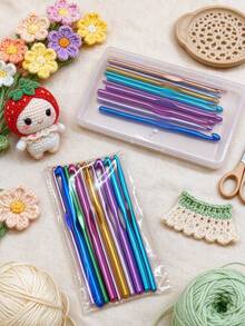 14pcs Colorful Aluminum Alloy Crochet Hooks Set, 2.0mm To 10.0mm Full Size Range, 5.91 Inch Long Design, Smooth Hook Head For Easy Yarn Flow And Less Snagging, Durable And Resistant To Bending, Box/Bag Packaging Optional, Suitable For Various Yarn Thicknesses, Ideal For Amigurumi Dolls, Shawls, Coasters And Other Creative Crochet Projects - Alumina Crochet Hook - View 1