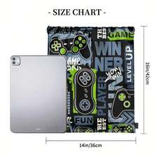 Boys And Teens Game Text And Green Controller Print Drawstring Backpack, Black Design With Green Cord Lock, Suitable For School, Gym And Travel - GAME-4 - View 5