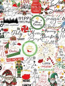 50Pcs Christmas Word PET Stickers, Clear Santa, Elf, And Gingerbread Man Transparent Decals For Diary Decoration - Multicolor - View 1