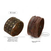 2pcs Vintage Fashion Textured Bracelets, Suitable For Daily Vintage Sports Style Outfits, Unisex, Exquisite Gift For Men And Women - Brown - View 2