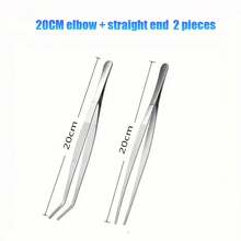 2pcs Long Stainless Steel Tweezers Set: Straight And Curved Serrated Tip Design, Non-Slip Material, Suitable For Aquarium Maintenance, Gardening, Handicrafts And Laboratory Work - Tweezers - View 8