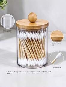 1 buah Wadah Bulat Portabel Akrilik untuk Penyimpanan Bantalan Makeup, Kotak Penyimpanan Cotton Swab, Kotak Penyimpanan yang Dapat Ditumpuk - View 4