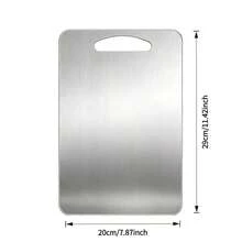 1pc Premium Pure Titanium Reversible Cutting Board, Separate Food Preparation Surfaces For Meat, Fruits, Vegetables & Bread, Essential Kitchen Cooking Tool - Silver - View 9