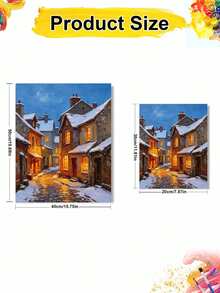 Paint By Numbers Winter Street Scene Kit For Adults Frameless Acrylic Canvas Art, DIY Home Decor, Great Gift Idea For Birthdays, Holidays Gifts. - Sets - View 11