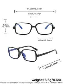 1PC Men's Square Non-Prescription Glasses, Simple Solid Color Versatile Casual, Daily Commuting And Academic Style, With Glasses Box - Multicolor - View 9