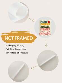 1pc Meats & Cheeses Always Pleases Canvas Wall Art,Striped Background Fun Retro Food Quote Poster Print,Unframed Playful Kitchen Dining‑Area Wall Painting For Home Decor - Text a - View 7