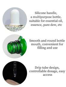 6ml Glass Cosmetic Dispenser Bottle 1pc Luxury Shiny Artificial Rhinestone Essence Hair Oil Dropper Bottle Travel Portable Skincare Sample Empty Bottle Holiday Gift - View 9