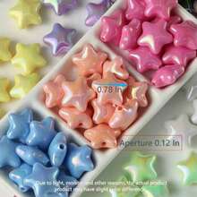 20pcs/50pcs Iridescent Pearlescent Star Beads, Colorful Candy Color Star Beads, Handmade DIY Bracelet Necklace Keychain Hair Accessory Earring Jewelry Making Supplies - Multicolor - View 6
