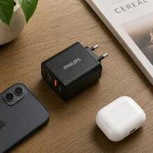 PHILIPS شاحن فيليبس للهاتف المحمول أسود USB C + USB A - شحن سريع 20 واط قابس أوروبي. جودة مضمونة - قابس اتحاد أوروبي نوع F (220 إلى 240 فولت) - مشاهدة 5