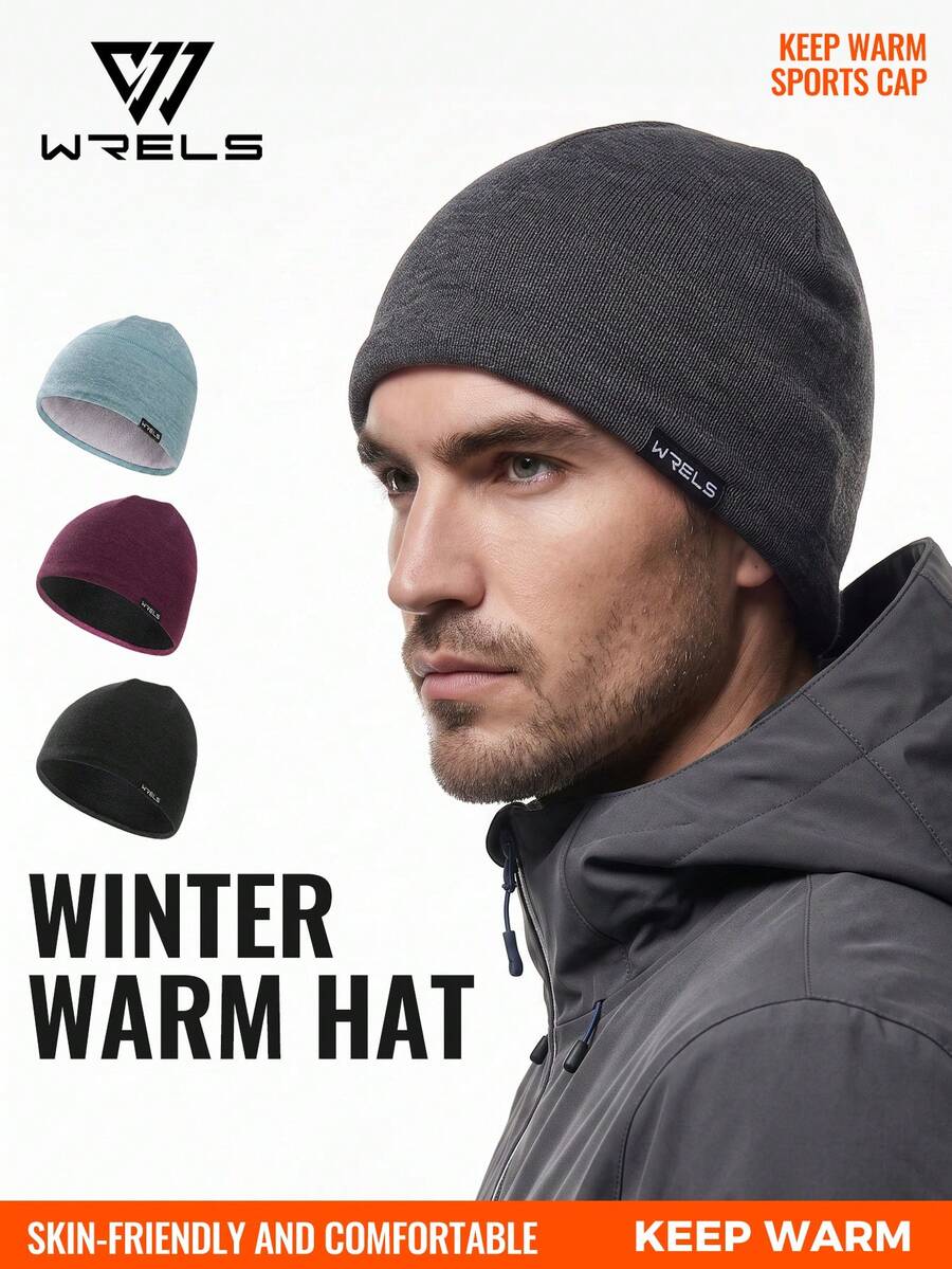 1pc WRELS Fleece Lined Ski Hat, Warm & Cold-Proof Ear Protection, Women's Winter Hat, Skiing Accessory, Outdoor Cycling - Multicolor - View 1