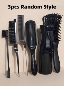 Comb Set, 9-Row Nylon Air Cushion Styling Comb, Fine Tooth Comb, Suitable For African Hair Types, Including Curly, Wavy, Spiral Hair, Wet/Dry/Oily/Coarse/Long Hair, Easily Detangle Curly Hair, Includes Spray Bottle - Multicolor - View 13