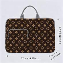 Classic Vintage Pattern Printed Laptop Bag/Briefcase - Made Of Soft Fabric, Compatible With Various Laptop And Tablet Devices, Equipped With External Zipper Pocket And Fixed Handle, Large Capacity Storage, Balancing Protection And Portability, Suitable For Work, Study And Travel, Essential For Daily Commute - Multicolor - View 3