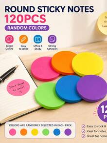 120pcs Transparent Sticky Notes, Round Transparent Index Tabs, Reusable Bookmarks, Aesthetic Markers, Office And School Supplies - Multicolor - View 3