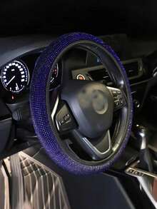 1pc Shiny Rhinestone Crystal Diamond Steering Wheel Cover, Breathable Non-Slip Car Steering Wheel Protector (Fits 14.2"-15.3" Inches) - Multicolor - View 10