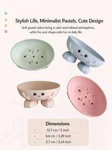 Cute Soap Box, Creative Soap Holder, Minimalist Soap Dish, Cartoon Soap Holder, Draining Soap Rack, Soap Dish, Soap Holder, Soap Box Container, Multi-Functional Storage Rack, Shelf, Suitable For Home, School, Dorm, Gym, Bathroom, Shower, Storage Rack, Bathroom Decor, Back To School Decoration - Multi-color - View 4
