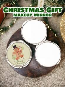 1pc Merry Christmas Limited Edition Portable Double-Sided Mirror 1x High Definition Flat Makeup Mirror Holiday Gift Cute Style Portable Small Mirror Santa Claus / Christmas Tree Multiple Options Available - Multicolor - View 9