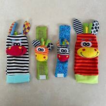 4pcs/2pcs Newborn Animal Wrist Rattles, Toddler Rattle Watch With Socks, Color Recognition And Visual Development Toys - Multicolor - View 4