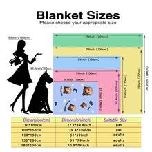 1pc Personalized Custom Name And Photo Flannel Blanket, Soft And Comfortable Multi-Functional Customized Gift Blanket, Suitable For Friends Or Gifts, Soft And Comfortable Blanket For Sofa, Couch, Office Bed, Office, Camping, Travel, All Seasons - Multicolor - View 6