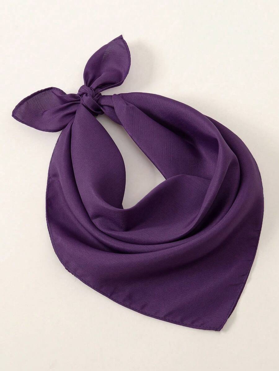 1pc Fashion Novelty Small Handkerchief Headband Denim Effect Solid Color One Size Bohemian Style Lightweight Breathable Suitable For All Seasons Head Scarf - 06-deep Purple - View 1