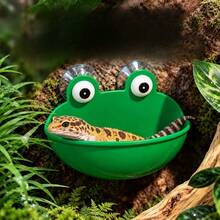 Suction Cup Hanging Anti-Spill Plastic Reptile Water Bowl, Cartoon Frog Shaped Green Bowl With Big Eye Decor For Soaking, Drinking And Resting, Reptile Hideout, Reptile Tank Decor For Daily Care, Suitable For Crested Gecko, Leopard Gecko, Tree Frog And Other Reptiles - Multicolor - View 11